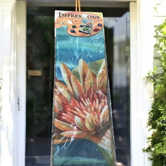 Frog Lily Pad Sunflower House Flag 28 x 40" Large Impressions NCE Outdoor Decor - Picture 2 of 10